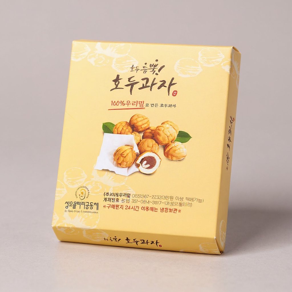 100% 우리밀 호두과자 옐로우 선물 박스 인쇄 제작 (판촉물) 2