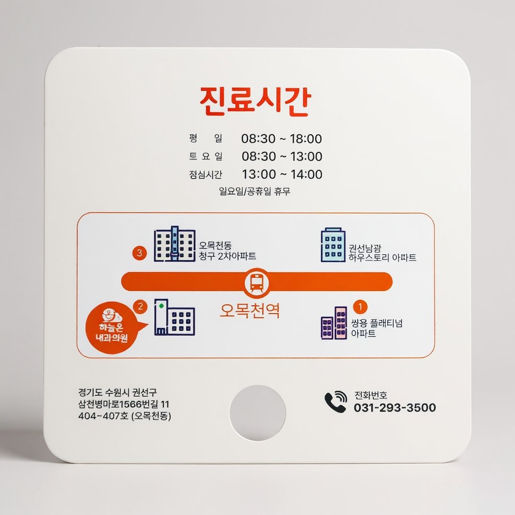 하늘온내과의원 사각 부채 인쇄 제작 (판촉물) 2