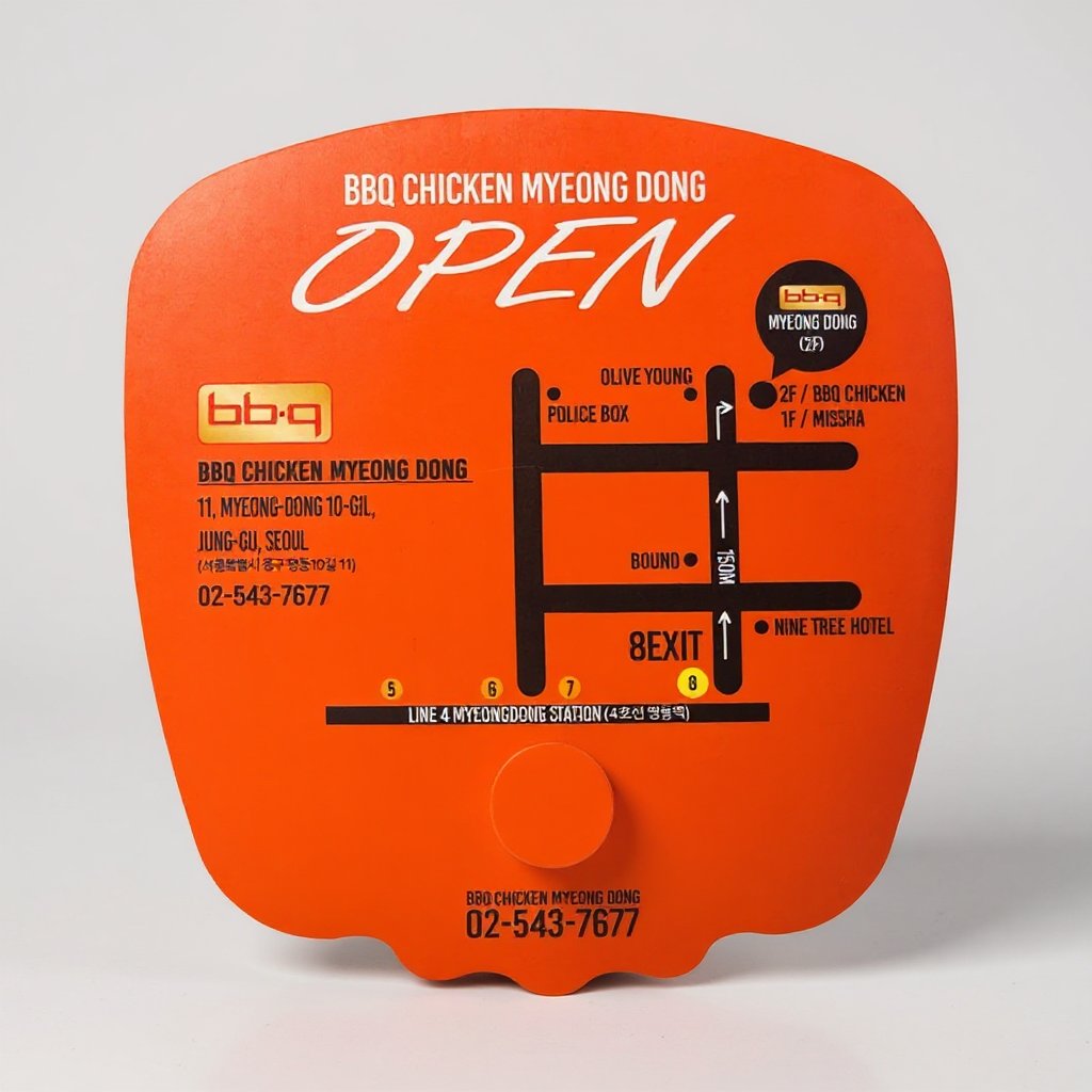 BBQ 치킨 OPEN EVENT 부채 인쇄 제작 (판촉물) 2