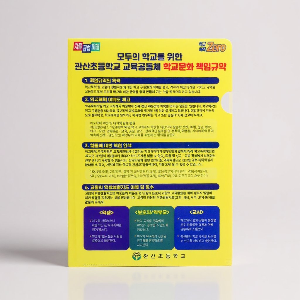 관산초등학교 학교폭력 Zero 옐로우 L자화일 인쇄 제작 (판촉물) 2
