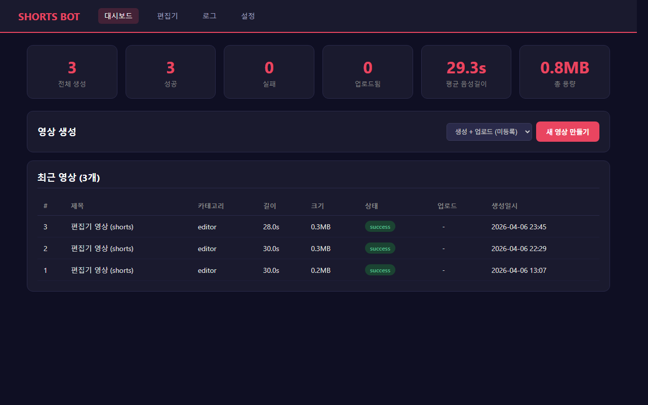AI 숏폼 영상 자동제작 시스템 (개발중)